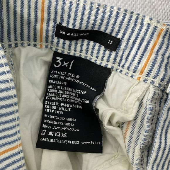 3x1 NYC  Jeans W4 Austin Crop Striped Nillie Denim Button Fly Womens Size 25 - Picture 11 of 11